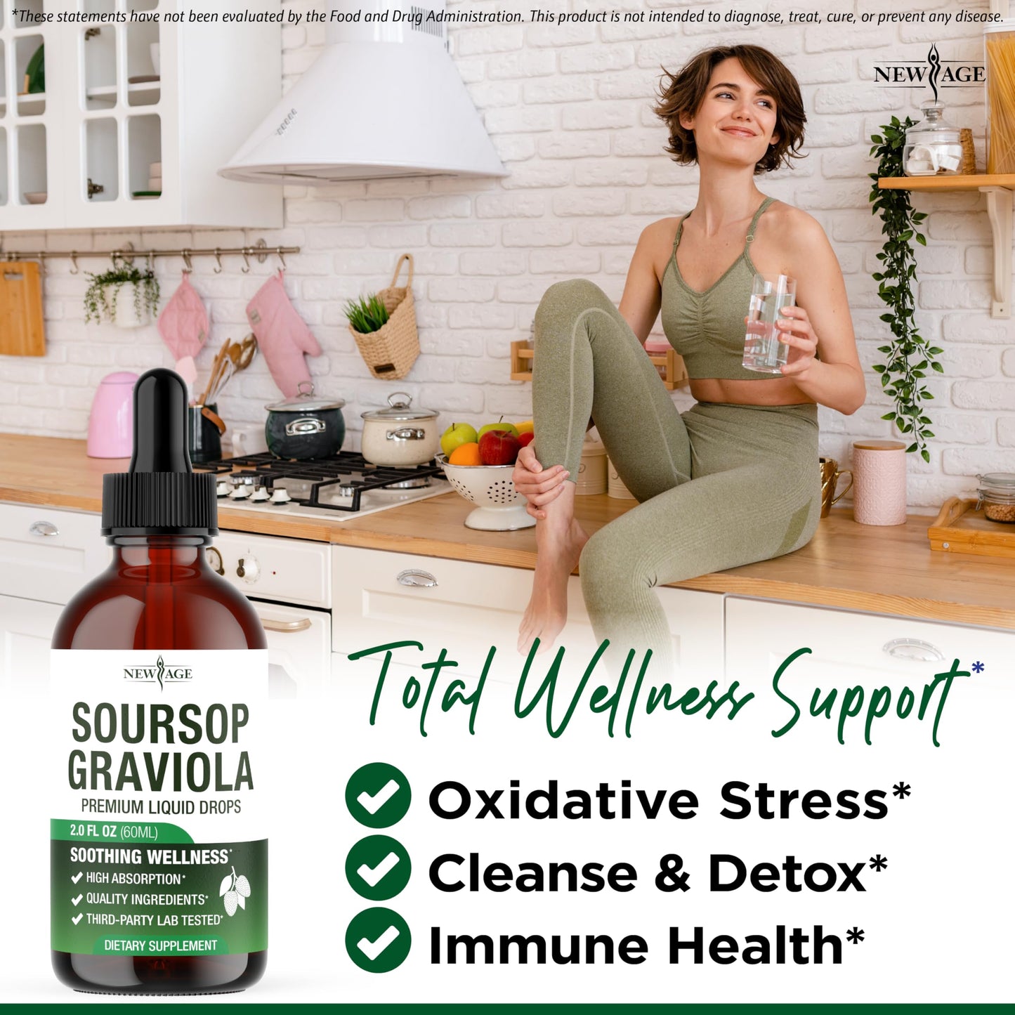 NEW AGE Soursop Drops – Immune Support Liquid with Soursop & Elderberry (8 oz)