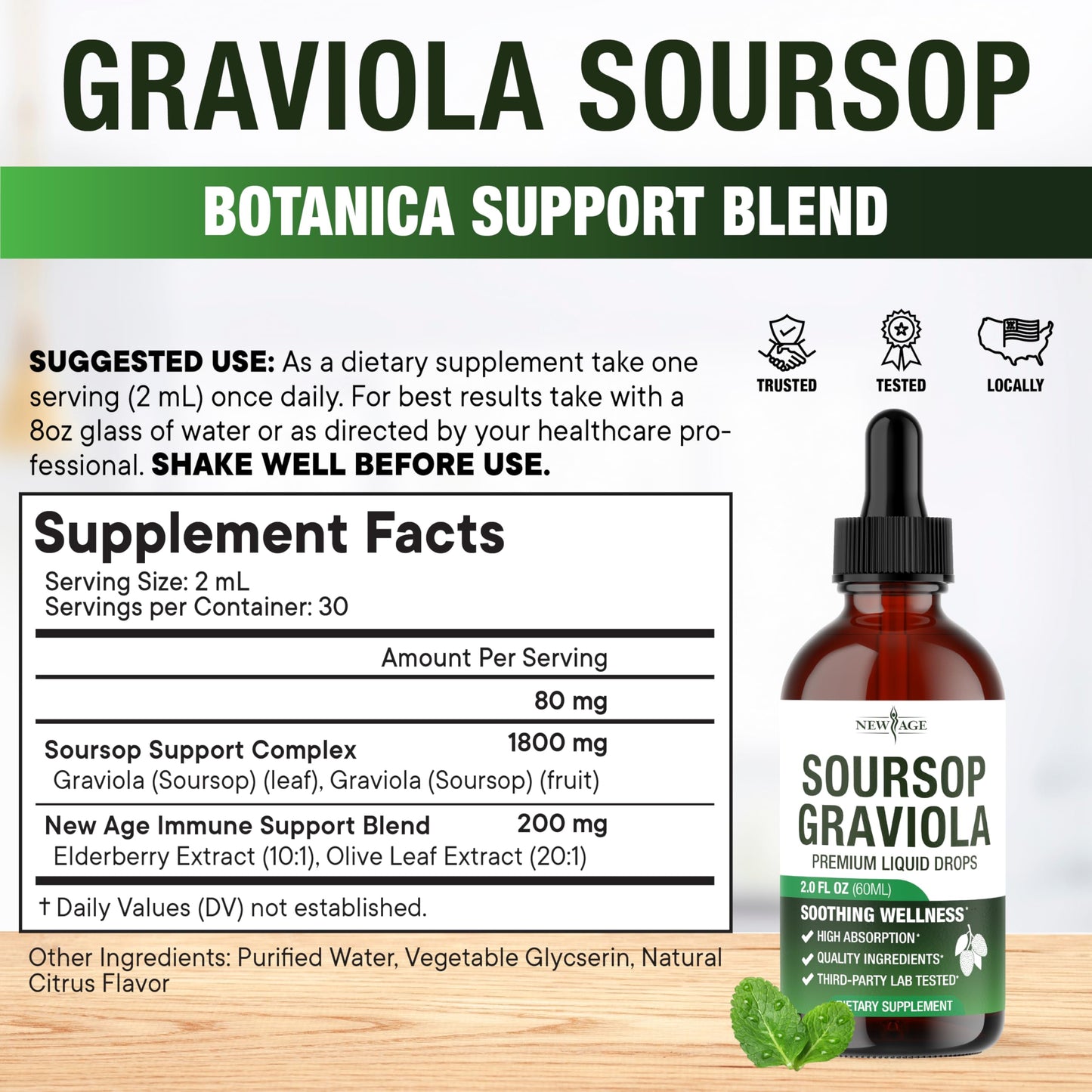 NEW AGE Soursop Drops – Immune Support Liquid with Soursop & Elderberry (8 oz)