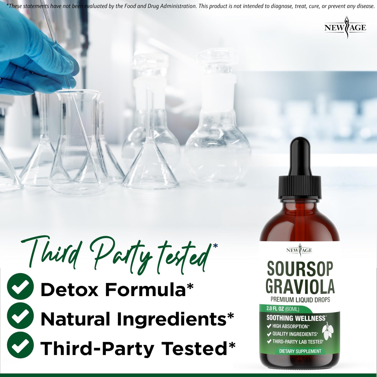 NEW AGE Soursop Drops – Immune Support Liquid with Soursop & Elderberry (8 oz)