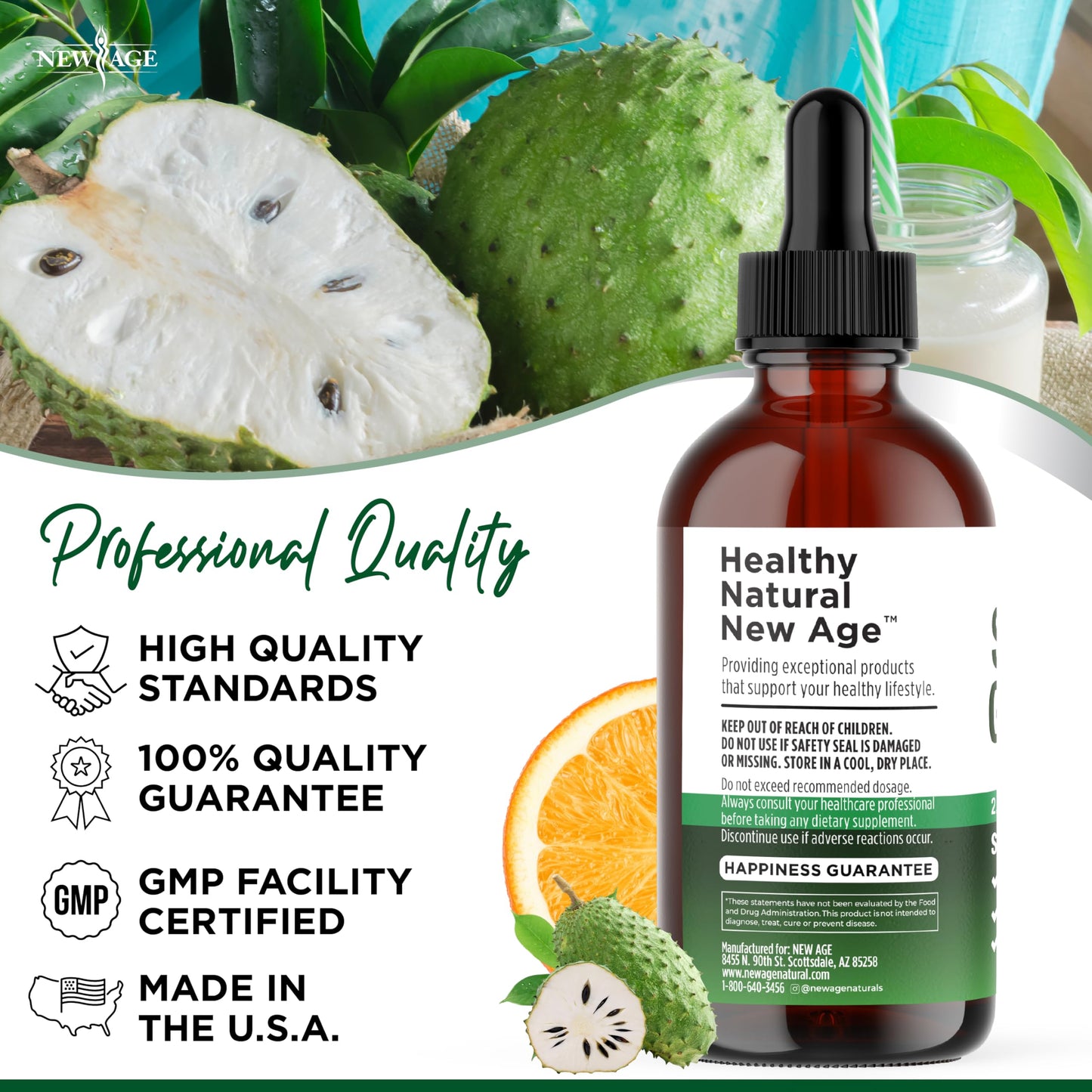 NEW AGE Soursop Drops – Immune Support Liquid with Soursop & Elderberry (8 oz)
