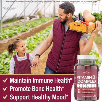 NEW AGE Vitamin B Complex Gummies – Gluten-Free, Vegan, Made in USA (180 Count x3)