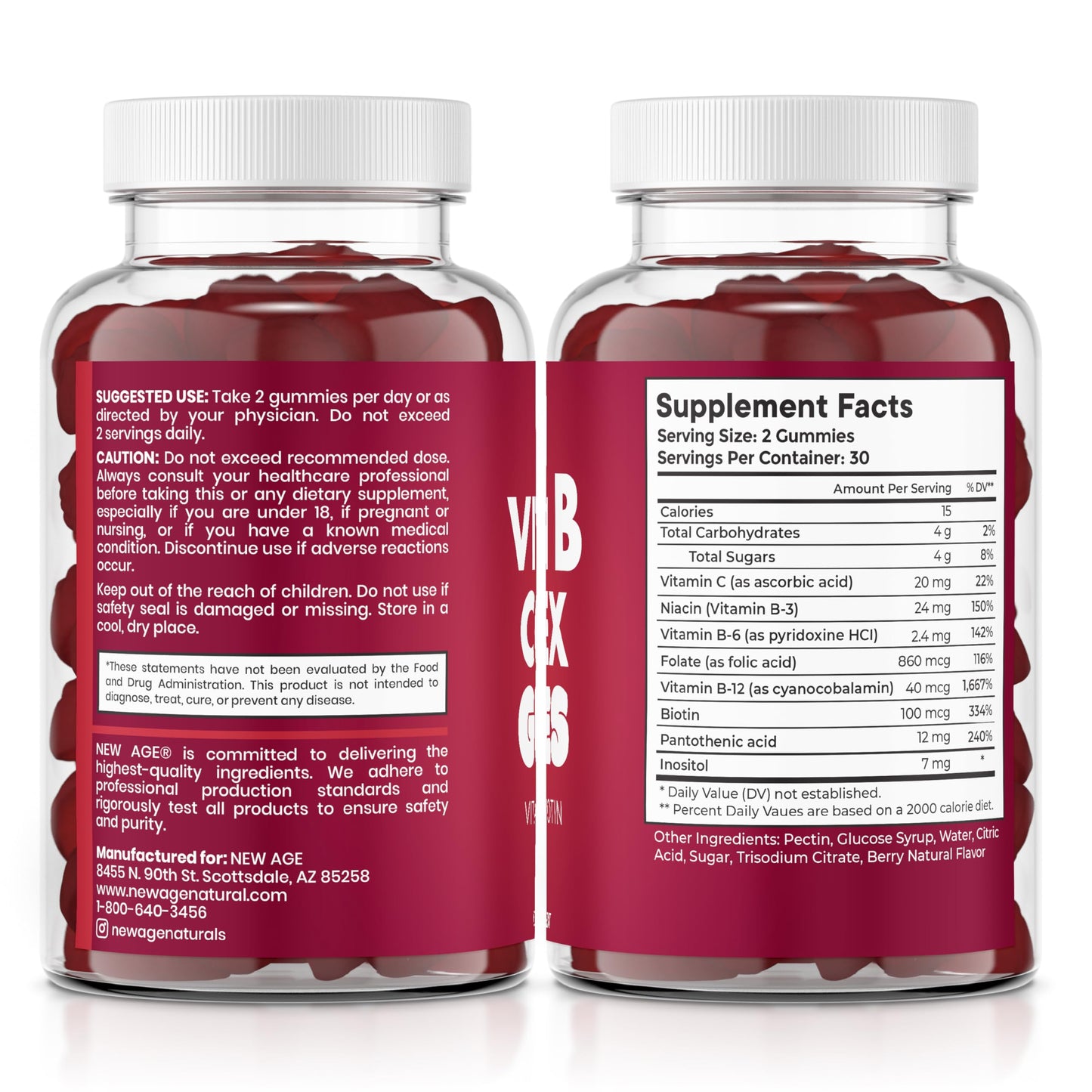 NEW AGE Vitamin B Complex Gummies – Gluten-Free, Vegan, Made in USA (180 Count x3)
