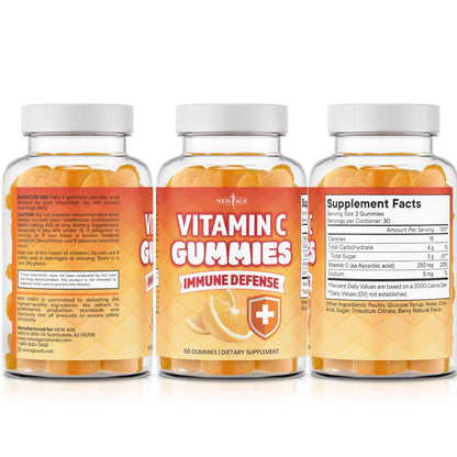NEW AGE Vitamin C Gummies – Orange Flavor, Vegetarian, Gluten-Free (180 Gummies)