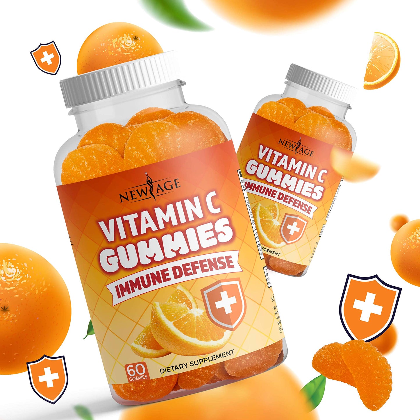 NEW AGE Vitamin C Gummies – Orange Flavor, Vegetarian, Gluten-Free (180 Gummies)