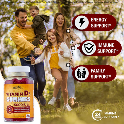 NEW AGE Vitamin D3 5000 IU Gummies — Immune Support, Non-GMO, Gluten-Free