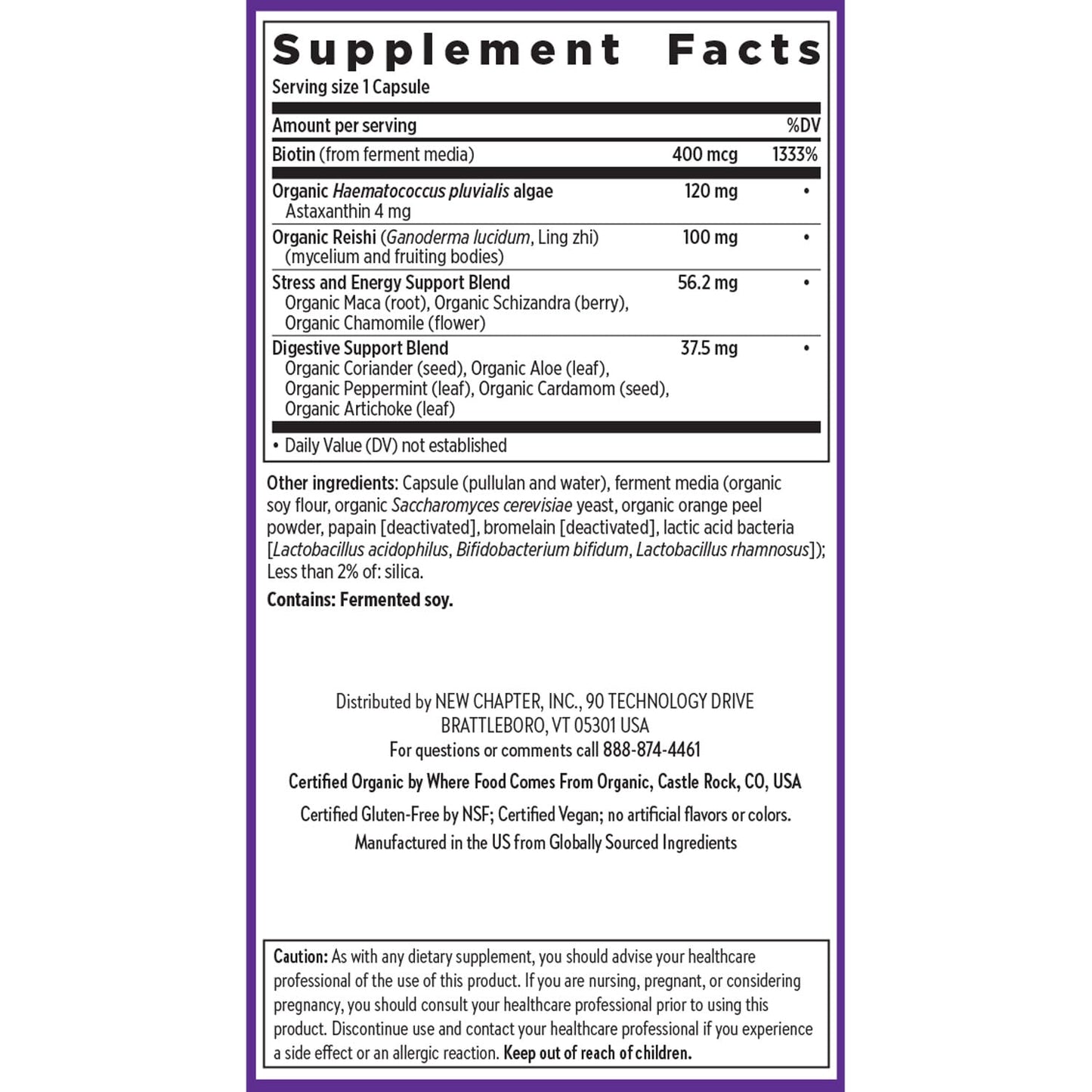 New Chapter Biotin Supplement - Vegan Hair Skin & Nails with Fermented Biotin + Astaxanthin - 60 Count