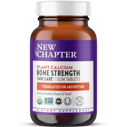 New Chapter Bone Strength Calcium Supplement with Vitamin D3, K2, Magnesium - 120 Tablets
