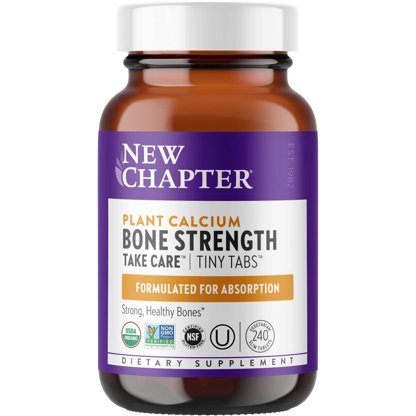 New Chapter Calcium Supplement – Organic Plant Calcium with D3 & K2, Tiny Tabs (240)