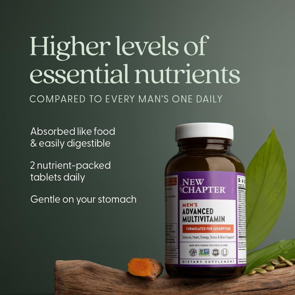 New Chapter Men's Multivitamin Advanced Formula – Stress, Immune & Energy Support (120 ct)