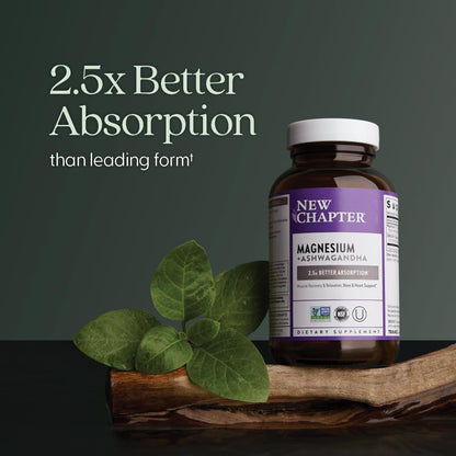 New Chapter Magnesium + Ashwagandha Supplement - 325 mg, 60 ct, 2-Month Supply | 2.5x Absorption