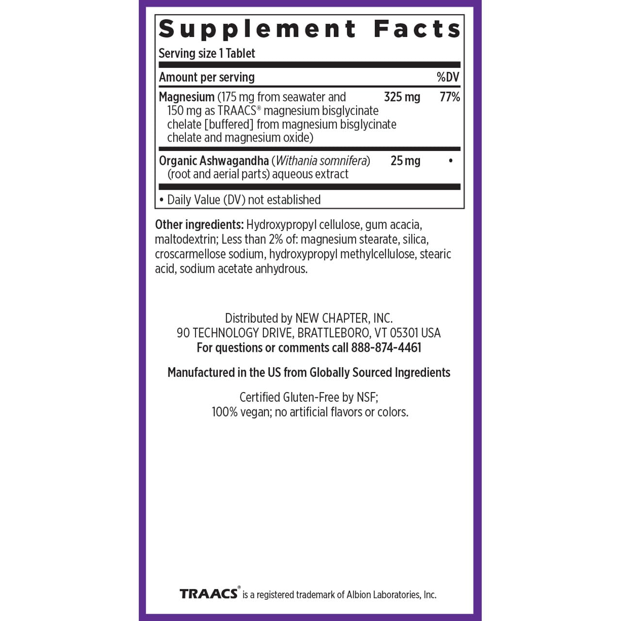 New Chapter Magnesium + Ashwagandha 325 mg Glycinate – 90 ct, 2.5x Absorption | Non-GMO