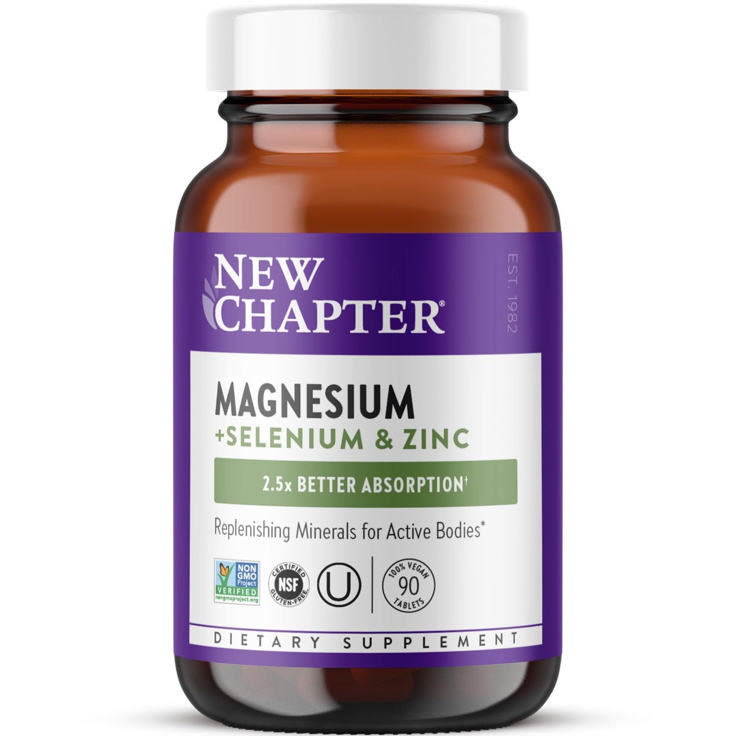 New Chapter Magnesium-Selenium-Zinc Supplement | 325 mg Mg | 90 Count