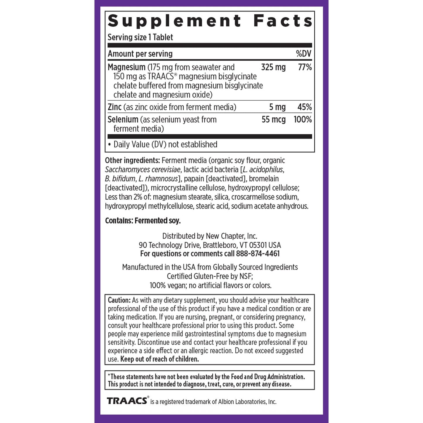 New Chapter Magnesium-Selenium-Zinc Supplement | 325 mg Mg | 90 Count