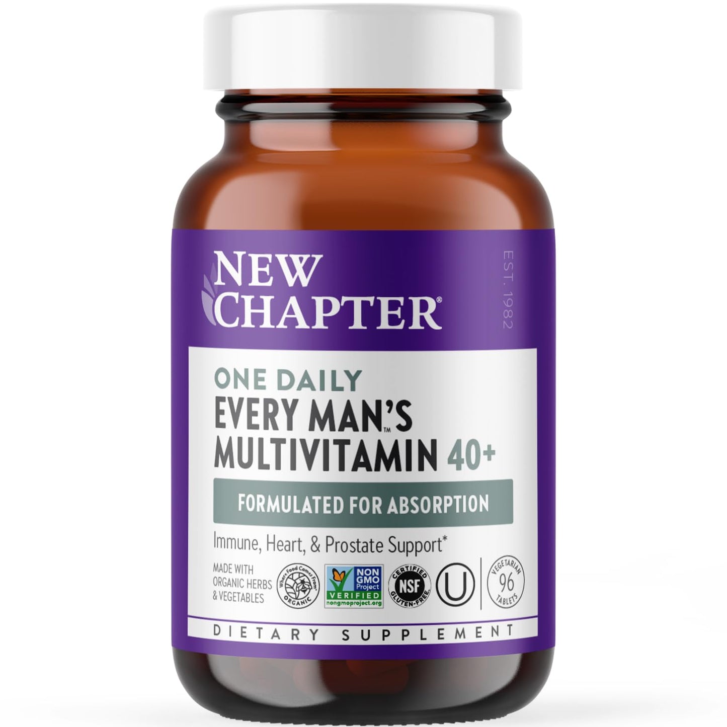 New Chapter Men’s Multivitamin 40+ – One Daily Fermented Nutrients for Immune & Energy Support | Gluten-Free