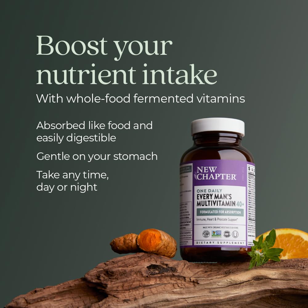 New Chapter Men’s Multivitamin 40+ | One Daily Fermented Multivitamin for Energy, Immunity & Heart Health | Gluten-Free & Non-GMO | 72 Tablets