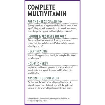 New Chapter Men’s Multivitamin 40+ | One Daily Fermented Multivitamin for Energy, Immunity & Heart Health | Gluten-Free & Non-GMO | 72 Tablets