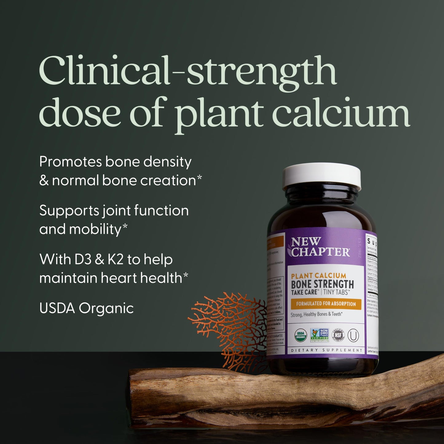 New Chapter Calcium Supplement – Organic Plant Calcium with D3 & K2, Tiny Tabs (240)