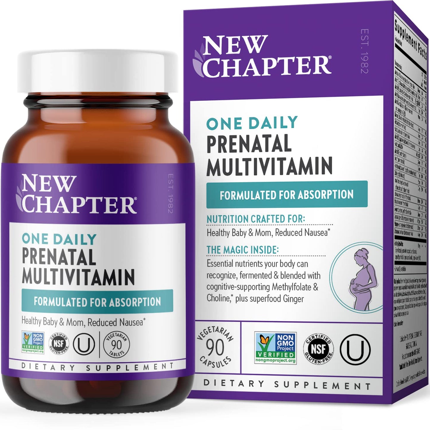 New Chapter Prenatal Vitamins — One Daily Multivitamin with Methylfolate + Choline | Gluten Free & Non-GMO | 90 Count