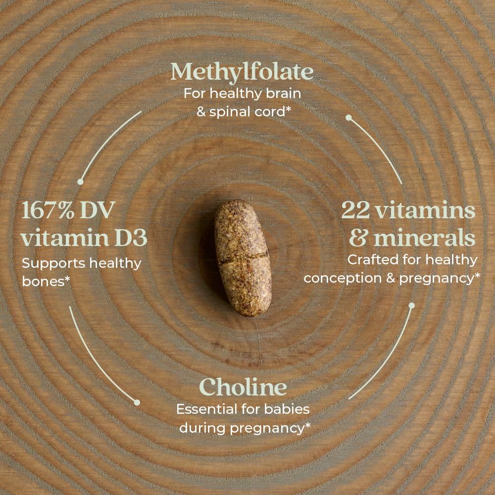 New Chapter Prenatal Vitamins — One Daily Multivitamin with Methylfolate + Choline | Gluten Free & Non-GMO | 90 Count