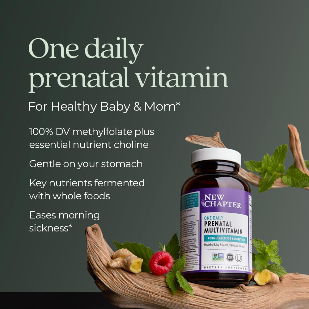 New Chapter Prenatal Vitamins — One Daily Multivitamin with Methylfolate + Choline | Gluten Free & Non-GMO | 90 Count