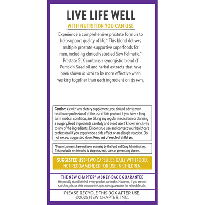 New Chapter Prostate 5LX™ – Clinical Saw Palmetto + Fermented Selenium, 120 Veg Capsules