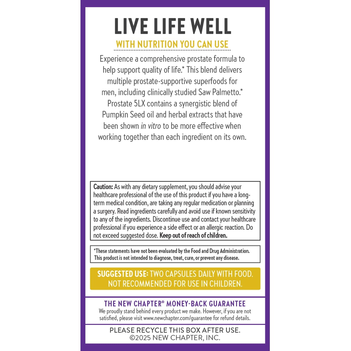 New Chapter Prostate 5LX™ – Clinical Saw Palmetto + Fermented Selenium, 120 Veg Capsules