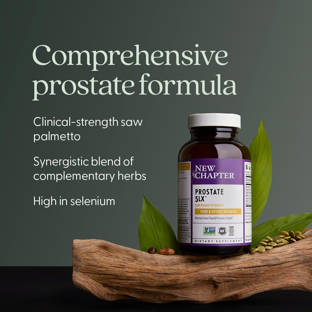New Chapter Prostate 5LX™ – Clinical Saw Palmetto + Fermented Selenium, 120 Veg Capsules