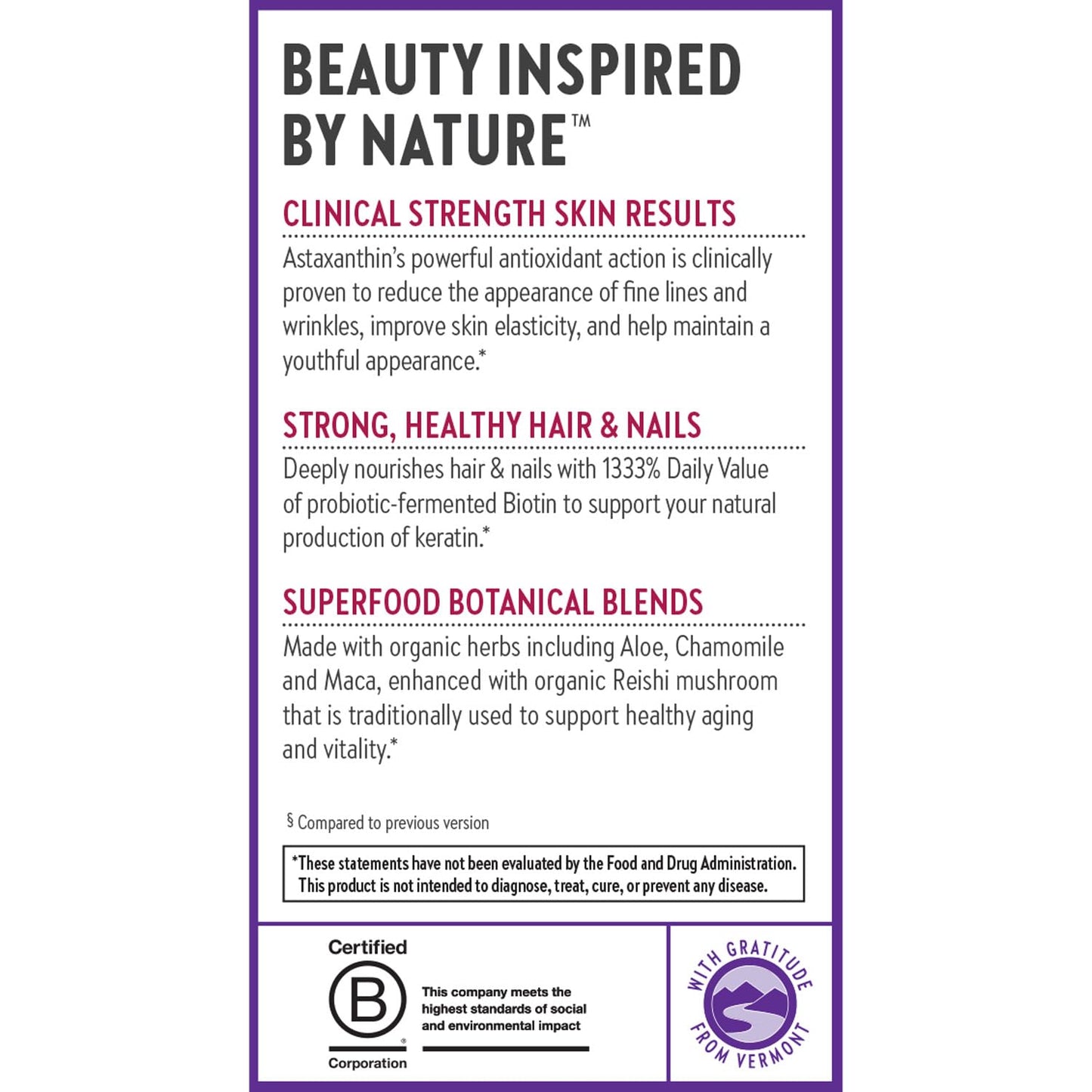 New Chapter Biotin Supplement - Vegan Hair Skin & Nails with Fermented Biotin + Astaxanthin - 60 Count