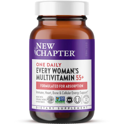 New Chapter Women’s Multivitamin 55+ – One Daily, Fermented Nutrients for Immune, Energy & Bone Health