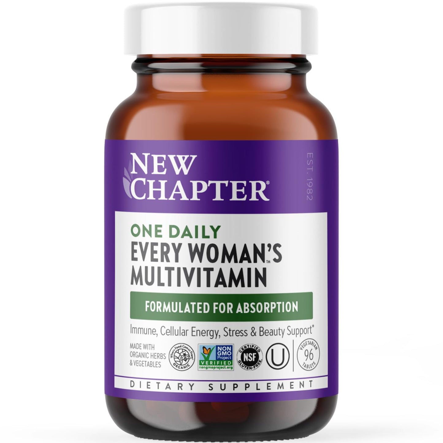 New Chapter Women’s Multivitamin with Iron, D3, B Vitamins & Zinc – Gentle on Empty Stomach, One Daily