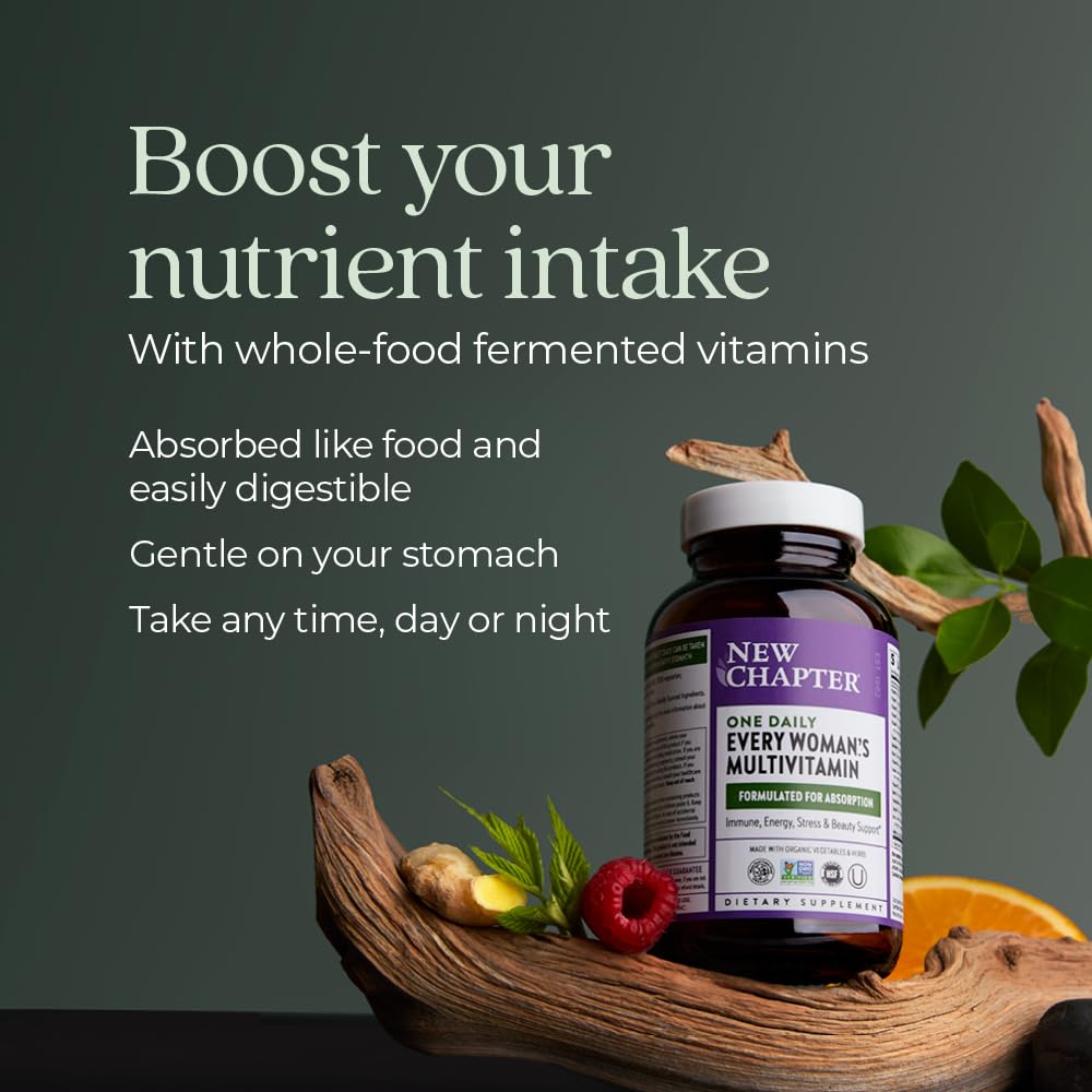New Chapter Women’s Multivitamin with Iron, D3, B Vitamins & Zinc – Gentle on Empty Stomach, One Daily