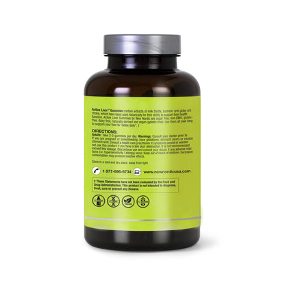 New Nordic Active Liver Gummies – Milk Thistle, Artichoke & Turmeric, Sugar Free & Vegan (Pack of 3)