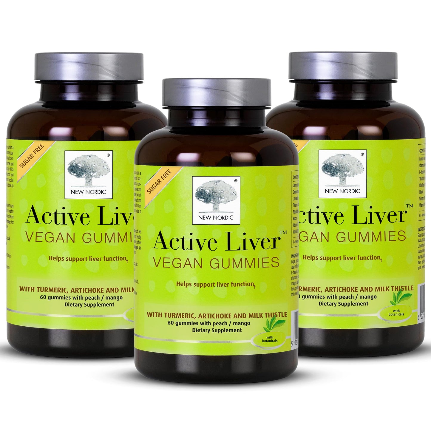 New Nordic Active Liver Gummies – Milk Thistle, Artichoke & Turmeric, Sugar Free & Vegan (Pack of 3)