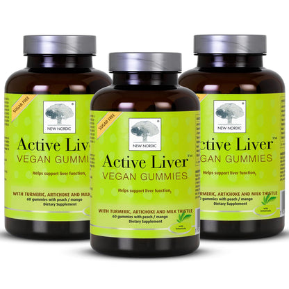 New Nordic Active Liver Gummies – Milk Thistle, Artichoke & Turmeric, Sugar Free & Vegan (Pack of 3)