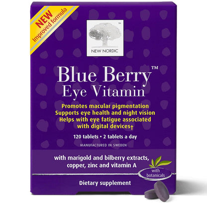 NEW NORDIC Blue Berry Eye Vitamin with Lutein & Zinc – 120 Tablets