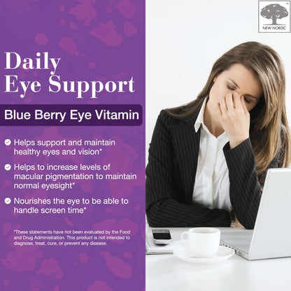 NEW NORDIC Blue Berry Eye Vitamin with Lutein & Zinc – 120 Tablets
