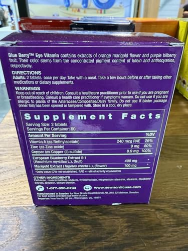 NEW NORDIC Blue Berry Eye Vitamin with Lutein & Zinc – 120 Tablets