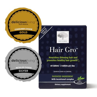 NEW NORDIC Hair GRO: Hair Growth Supplement with Biotin & Palm Tocotrienols, 60 Count