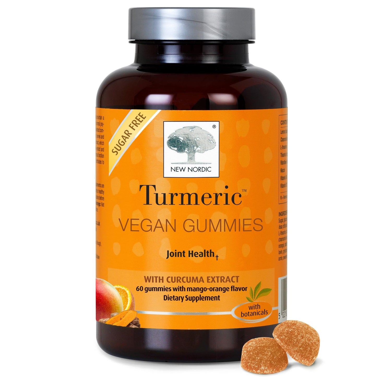 New Nordic Turmeric Curcumin Gummies – Mango Orange, Sugar Free, 300 mg Daily, 60 Count