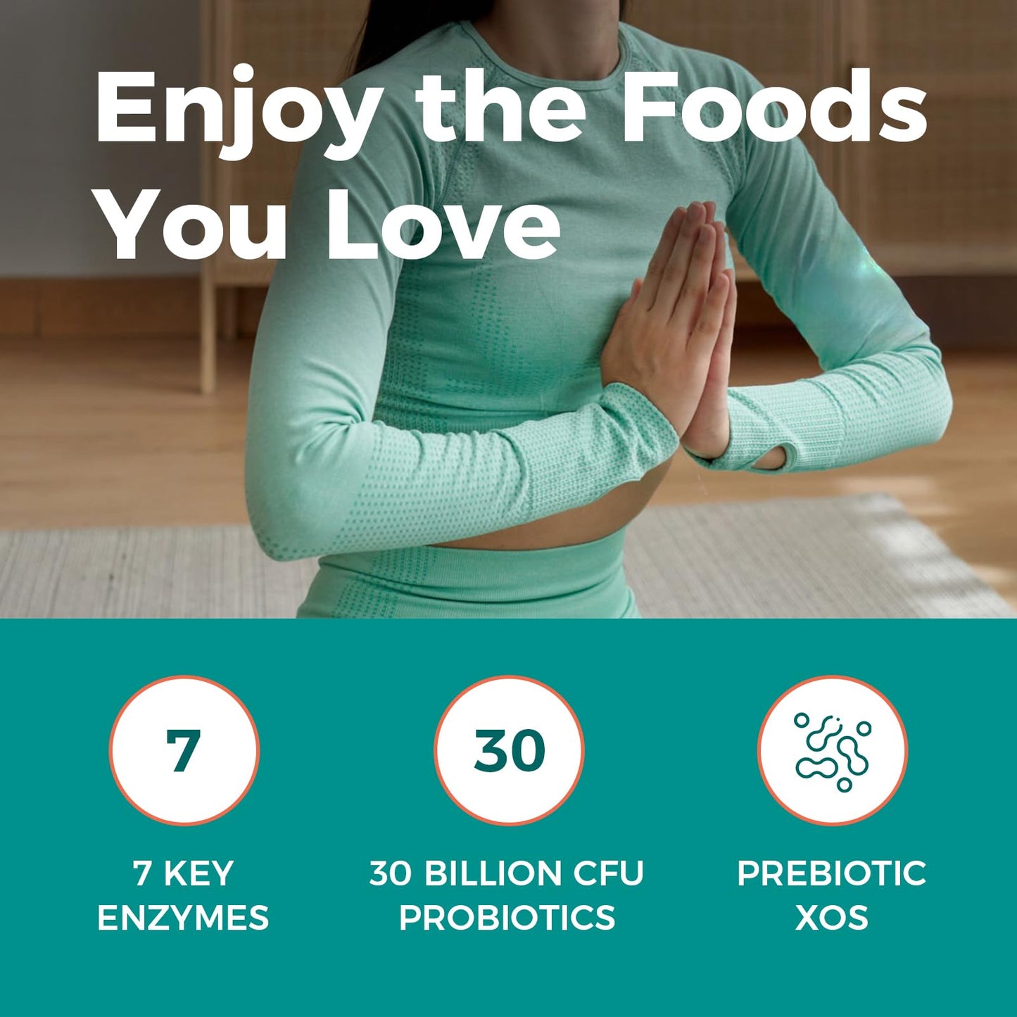 NewRhythm Digestive Enzymes 245 mg with Probiotics & Prebiotics - Plant Based, 7 Key Enzymes, 60 Vegan Capsules