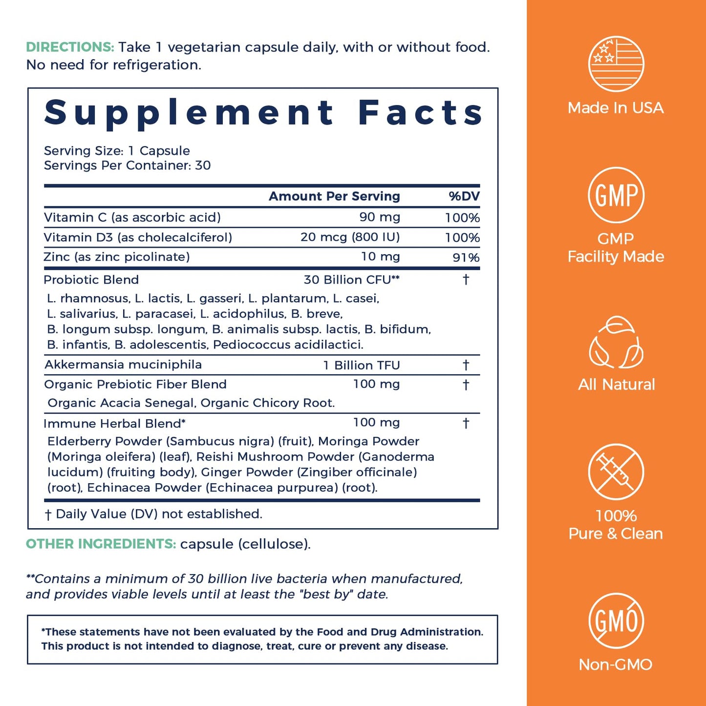 NewRhythm Probiotics for Immune Support – 30B CFU, 16 Strains, Akkermansia, Zinc, Vitamin C & D3 | Non-GMO | 30 Capsules