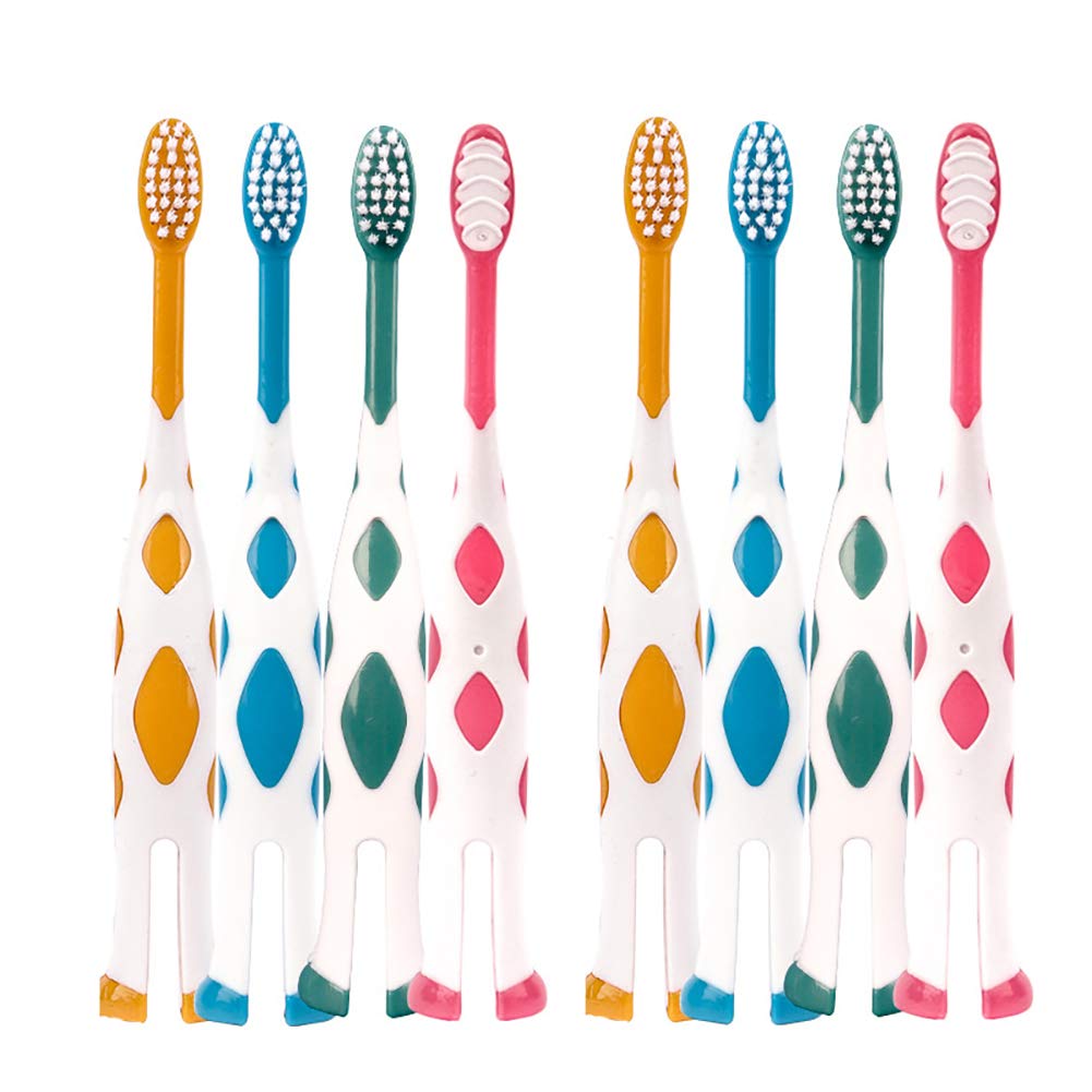Newrichbee 8-Pack Kids Toothbrushes - Ultra-Soft Deer Design (Ages 2-8)