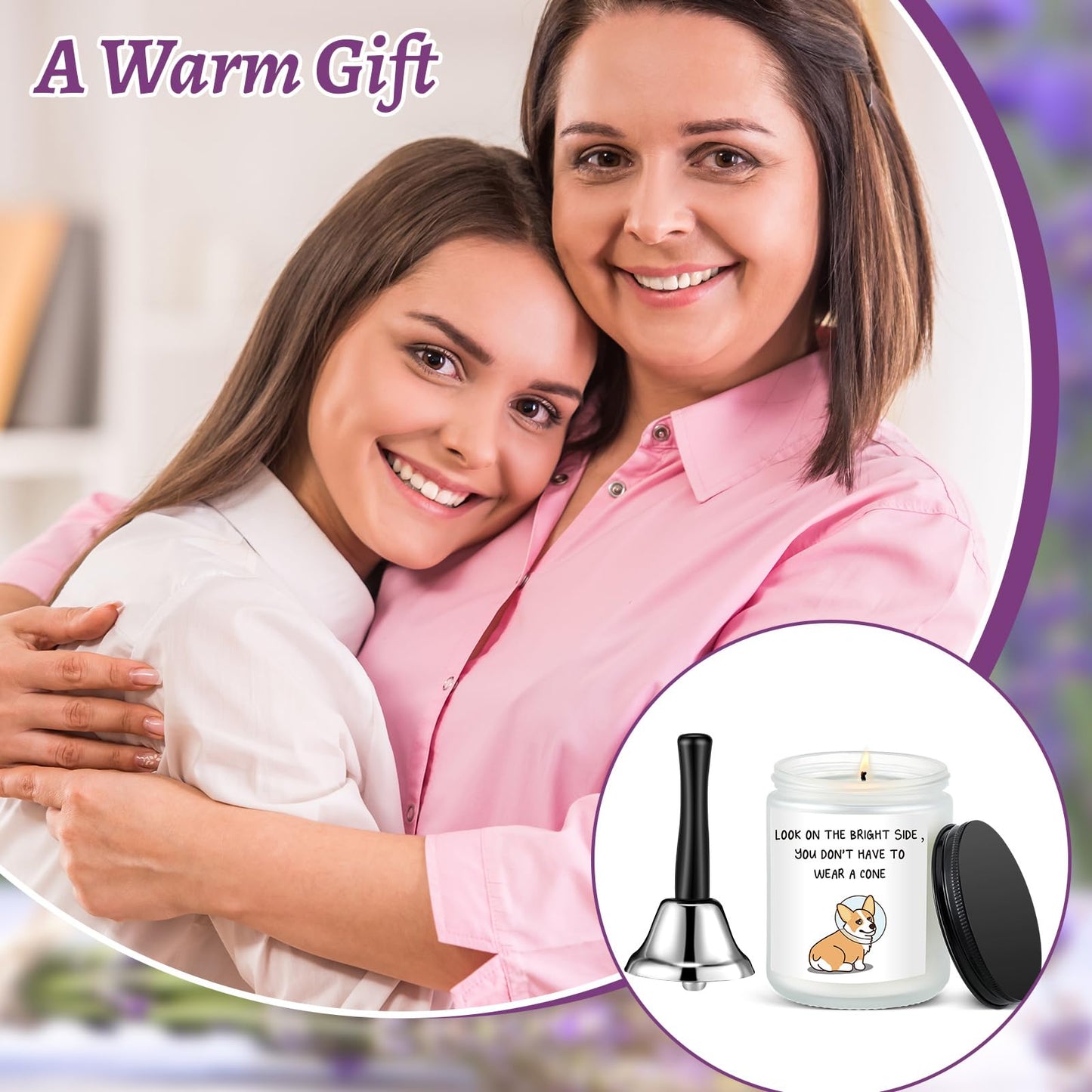 Newtay Get Well Gift Set: Hand Bell & Lavender Candle for Recovery
