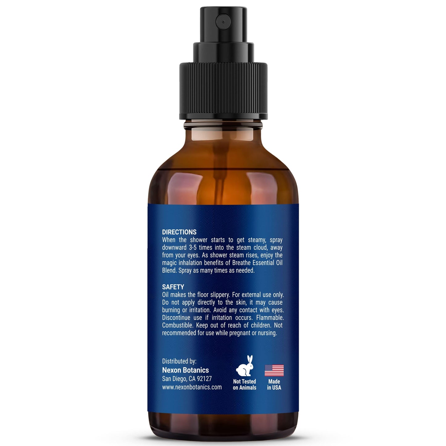 Breathe Shower Steamer Spray 2 oz – Aromatherapy Mist with Rosemary, Peppermint & Eucalyptus | Nexon Botanics