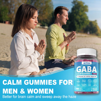 Nextdia GABA Gummies 500mg – Sugar-Free Calm Gummies with L-Theanine, 5-HTP, D3, B12 (Vegan, Blueberry)