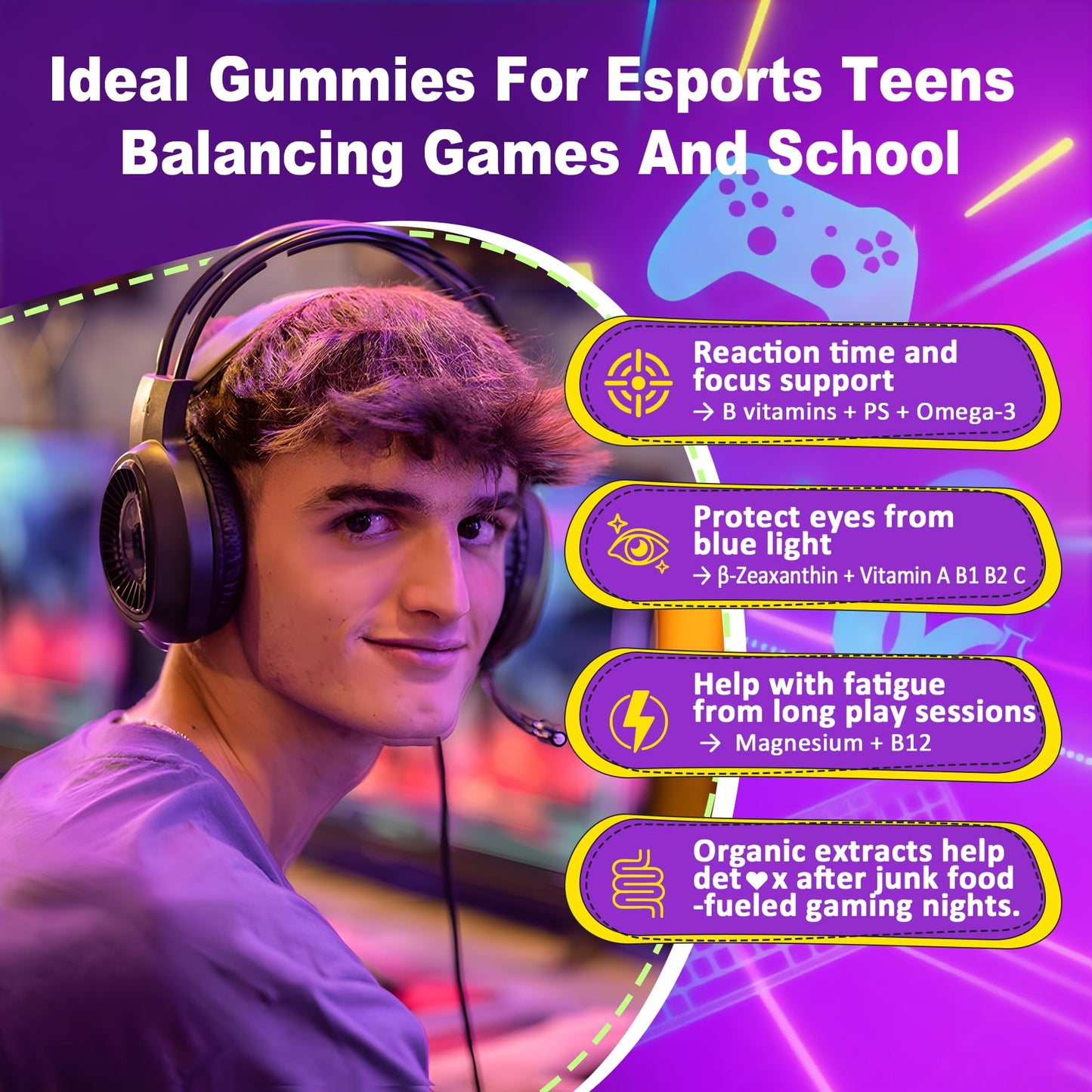 Nextdia Multivitamin Gummies for Teens 12-19 Omega-3 Calcium Zinc