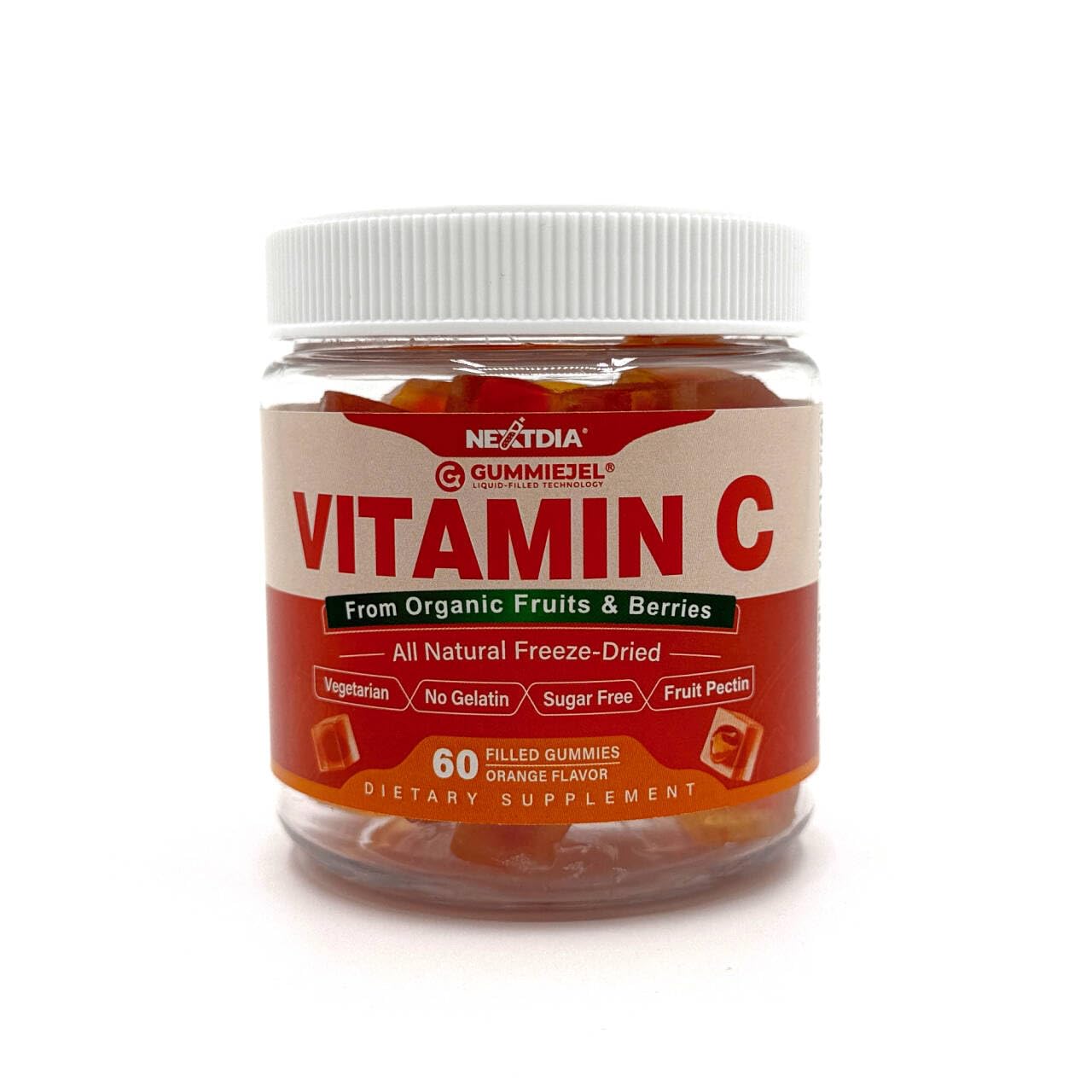 Nextdia 2 Pack Organic Vitamin C Gummies 120mg – Sugar Free, Vegan, Whole Food Vitamin C