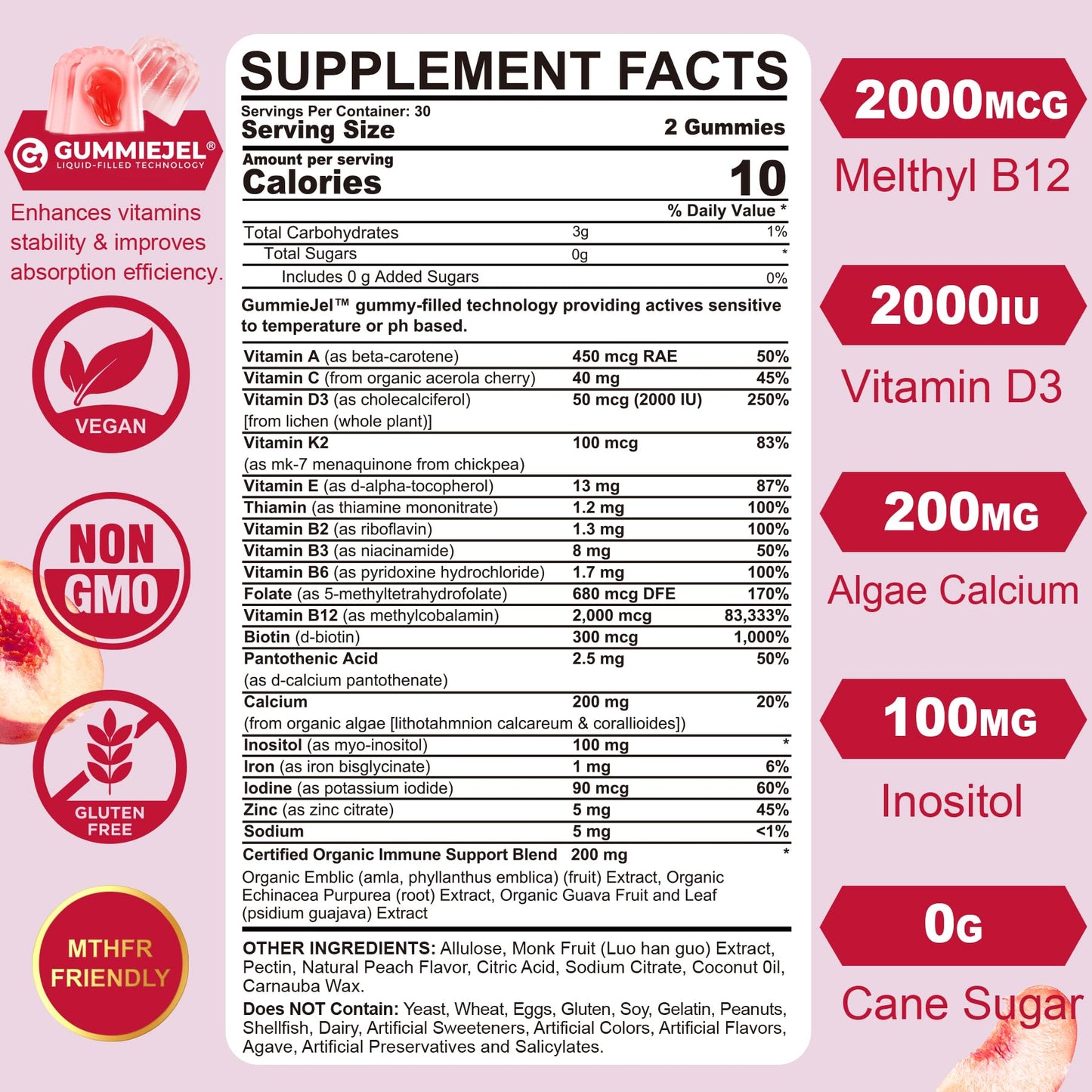 Nextdia Sugar-Free Methylated Multivitamin Gummies for Women – 2-Pack | Vegan Calcium D3 K2, Iron, Folate & B Complex