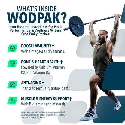 NF Sports WodPak Daily Multivitamin Pack – Berry Flavor, D3, Zinc & Omega-3 | 30 Servings