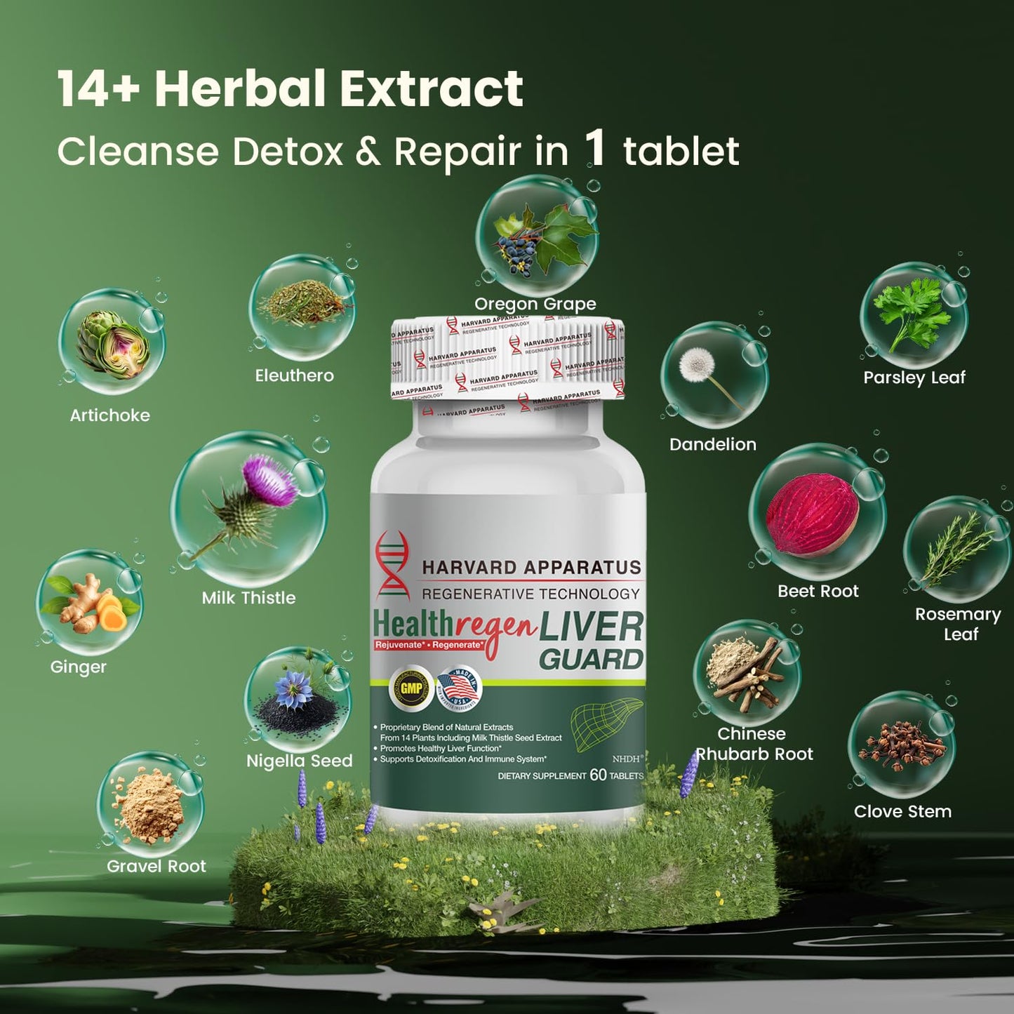 NHDH Harvard Liver Cleanse Detox & Repair – 14-in-1 Herbal Formula, 120 Tablets